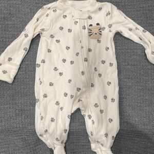 Carter's Cream and Gray Tiger footie pajamas